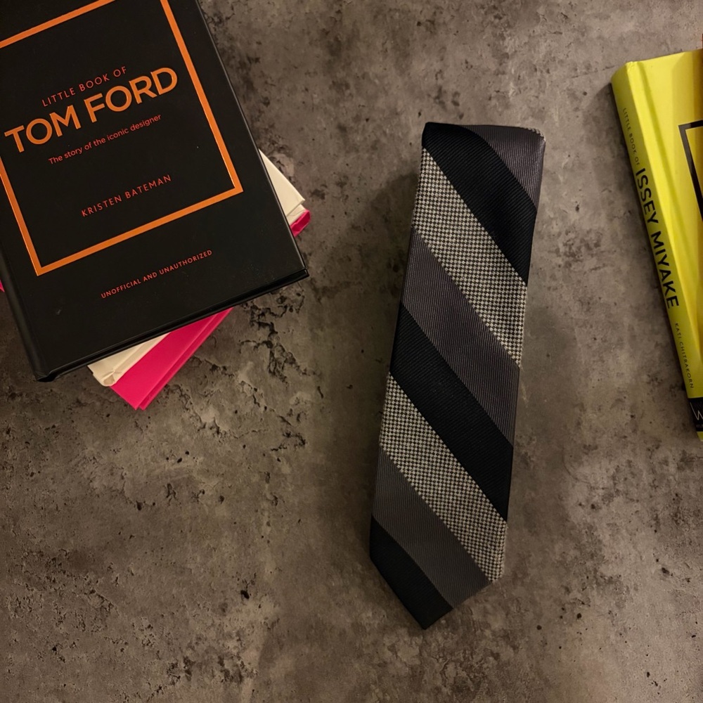 Bar III Men's Silk Blend Striped Tie - Grey & Black
